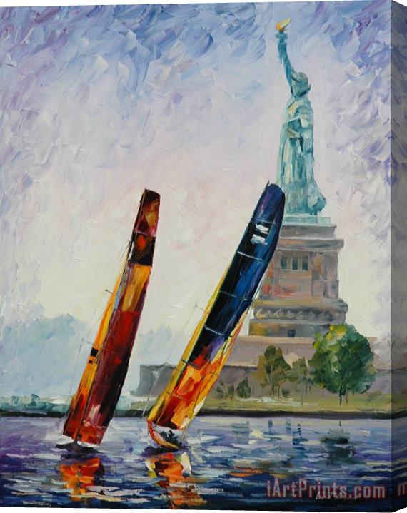 Leonid Afremov Wind Of New York Stretched Canvas Print / Canvas Art