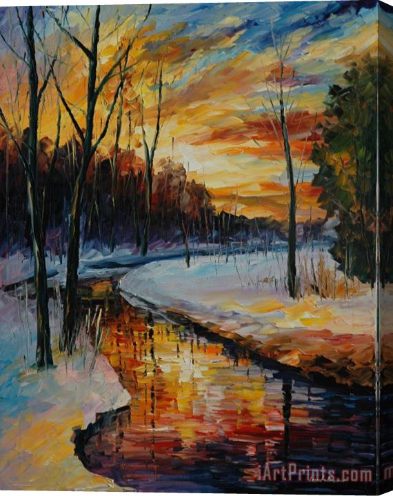 Leonid Afremov Winter Sunset Stretched Canvas Print / Canvas Art