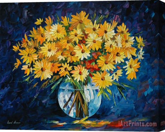 Leonid Afremov Yellow On Blue Stretched Canvas Print / Canvas Art