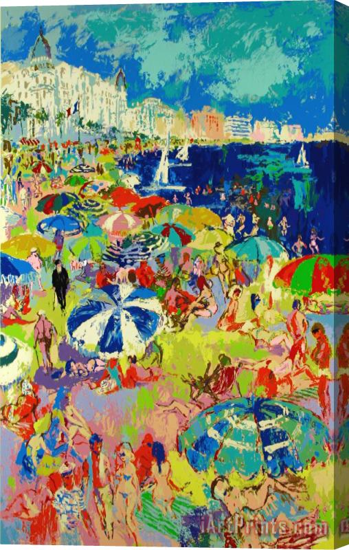 Leroy Neiman Beach at Cannes Stretched Canvas Print / Canvas Art