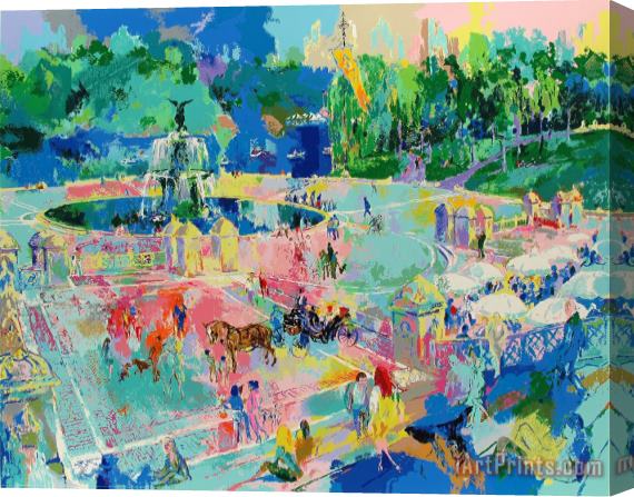 Leroy Neiman Bethesda Fountain Central Park Stretched Canvas Print / Canvas Art