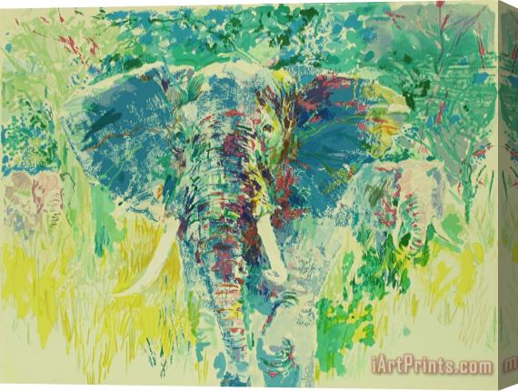 Leroy Neiman Bull Elephant Stretched Canvas Painting / Canvas Art