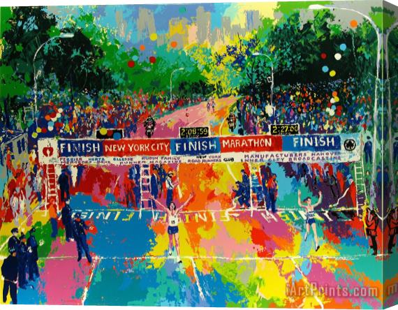 Leroy Neiman Classic Marathon Finish Stretched Canvas Print / Canvas Art