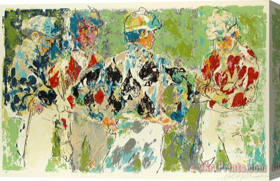 Leroy Neiman Four Jockeys Stretched Canvas Print / Canvas Art