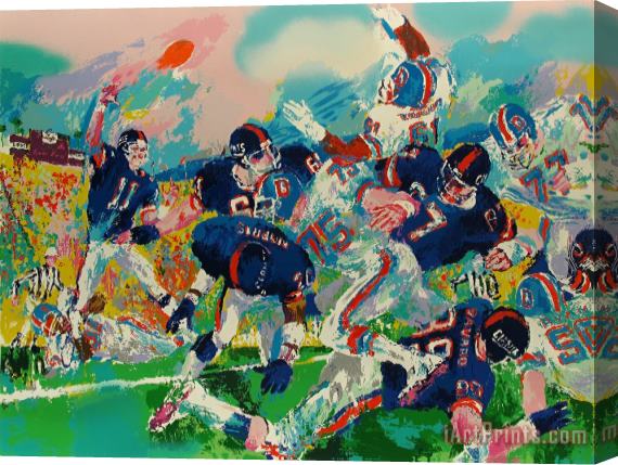 Leroy Neiman Giants Broncos Classic Stretched Canvas Painting / Canvas Art