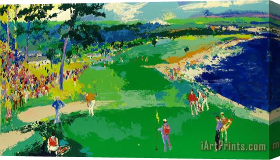 Leroy Neiman Golf Putting Pebble Beach Stretched Canvas Print / Canvas Art