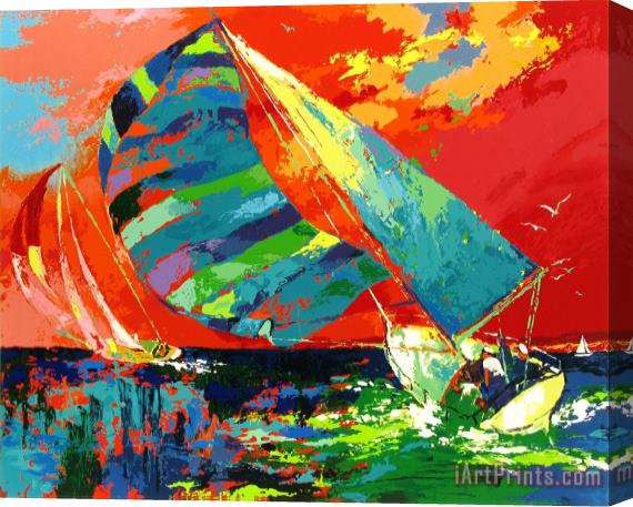 Leroy Neiman Orange Sky Sailing Stretched Canvas Print / Canvas Art