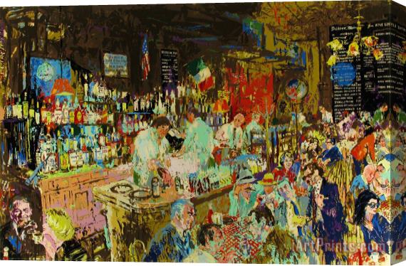 Leroy Neiman P.j. Clarke's Bar Stretched Canvas Print / Canvas Art