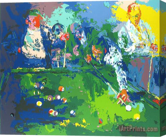 Leroy Neiman Pool Room Stretched Canvas Painting / Canvas Art