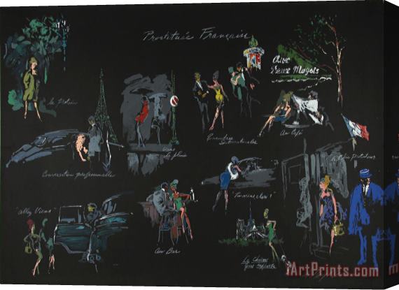Leroy Neiman Prostitutee Francaise (la Nuit De Paris) Stretched Canvas Print / Canvas Art
