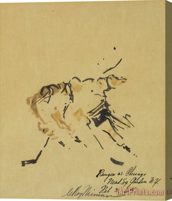 Leroy Neiman Rangers Vs Chicago Mad. Sq. Garden N.y. Feb 3 65' Stretched Canvas Print / Canvas Art
