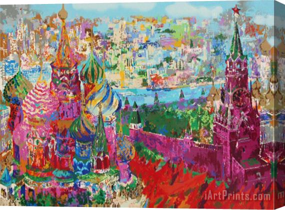 Leroy Neiman Red Square Panorama Stretched Canvas Painting / Canvas Art