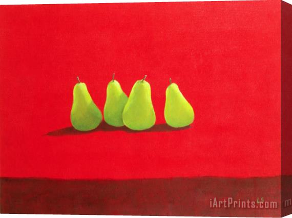Lincoln Seligman Pears On Red Cloth Stretched Canvas Print / Canvas Art