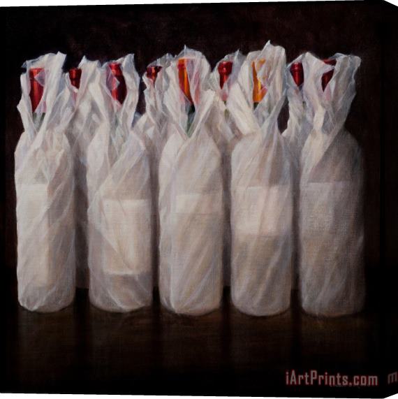 Lincoln Seligman Wrapped Wine Bottles Stretched Canvas Painting / Canvas Art