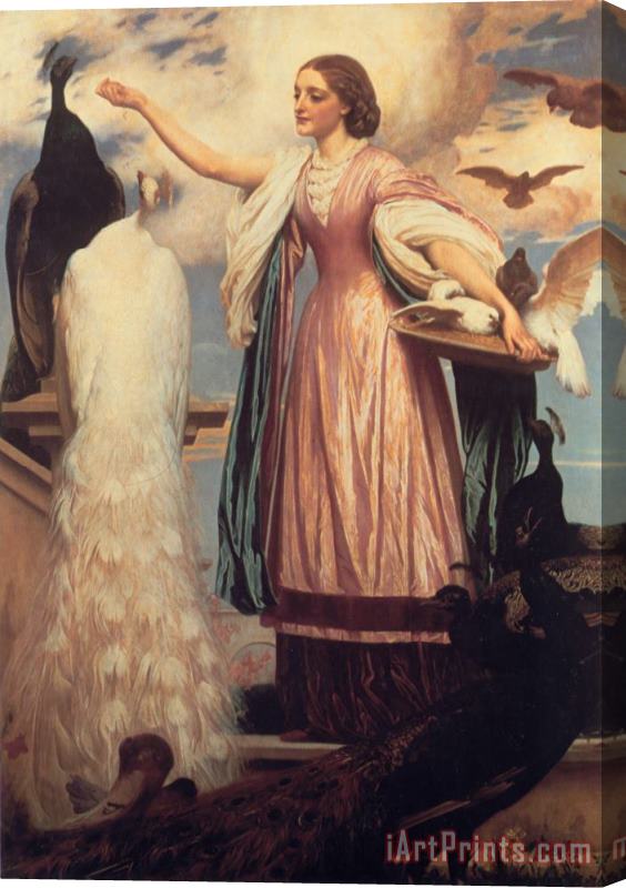 Lord Frederick Leighton A Girl Feeding Peacocks Stretched Canvas Painting / Canvas Art