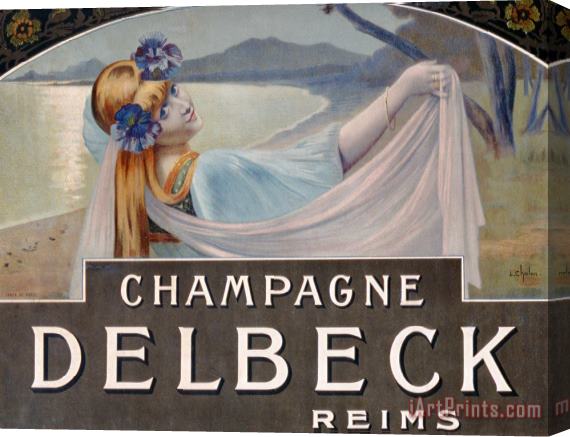 Louis Chalon Advertisement For Champagne Delbeck Stretched Canvas Print / Canvas Art