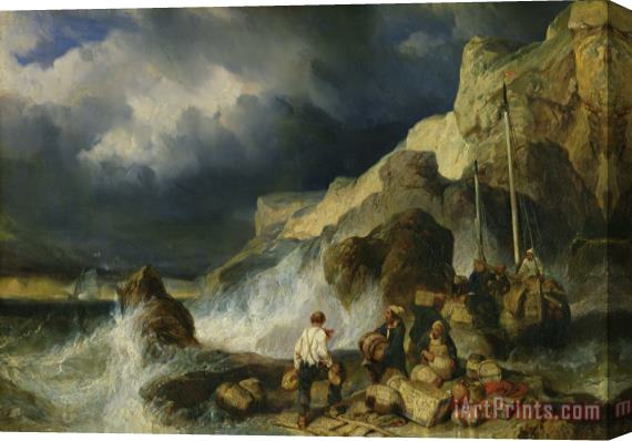 Louis Eugene Gabriel Isabey The Onslaught of the Smugglers Stretched Canvas Painting / Canvas Art