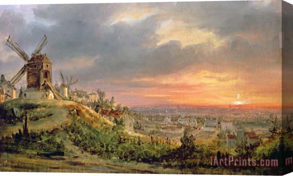 Louis Jacques Mande Daguerre View of the Butte Montmartre Stretched Canvas Print / Canvas Art