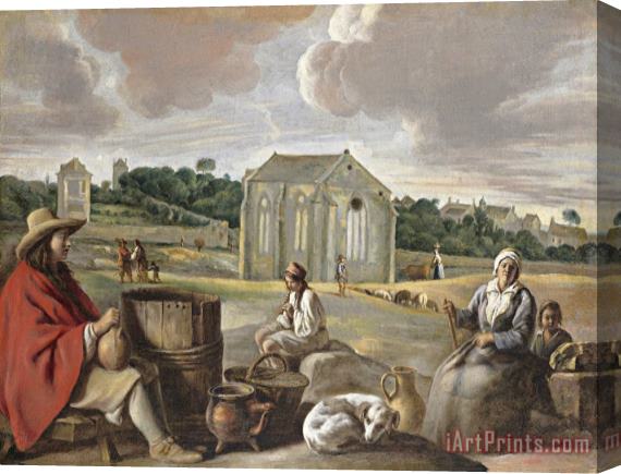 Louis Le Nain Peasants in a Landscape Stretched Canvas Painting / Canvas Art