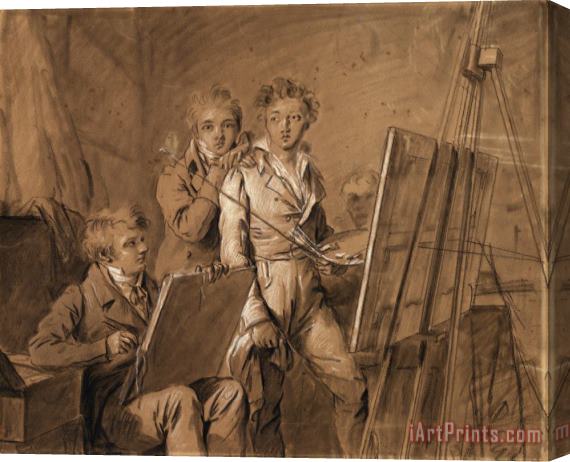 Louis Leopold Boilly Three Young Artists in a Studio Stretched Canvas Painting / Canvas Art