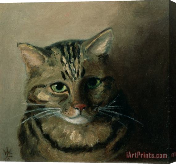 Louis Wain A Head Study of a Tabby Cat Stretched Canvas Print / Canvas Art