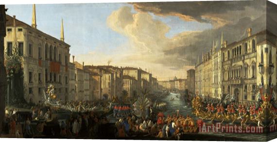 Luca Carlevariis Regatta on The Grand Canal in Honor of Frederick Iv, King of Denmark Stretched Canvas Print / Canvas Art