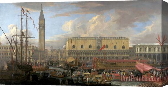 Luca Carlevariis The Bucintoro Departing From The Bacino Di San Marco Stretched Canvas Print / Canvas Art