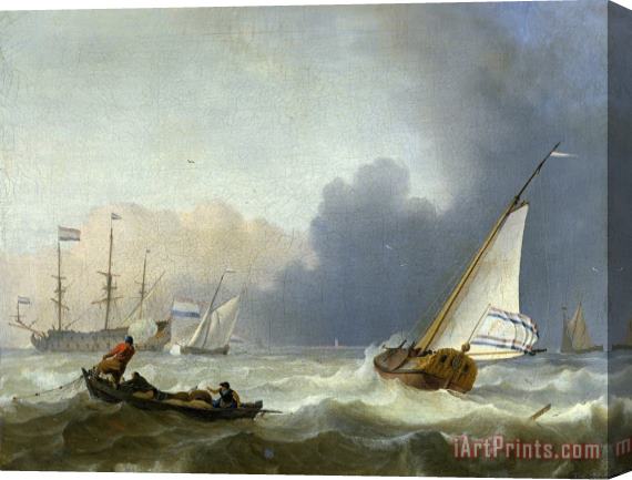 Ludolf Backhuysen Rough Sea with a Dutch Yacht Under Sail Stretched Canvas Painting / Canvas Art
