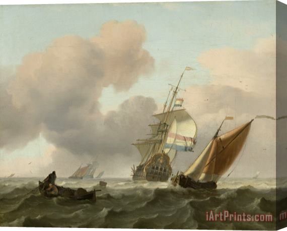 Ludolf Backhuysen Rough Sea with Ships Stretched Canvas Painting / Canvas Art