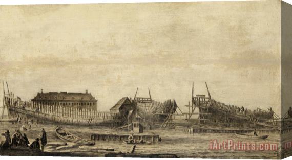 Ludolf Backhuysen The Shipyard of The Amsterdam Admiralty Stretched Canvas Print / Canvas Art