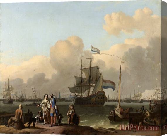 Ludolf Backhuysen The Y at Amsterdam, with The Frigate 'de Ploeg' Stretched Canvas Painting / Canvas Art
