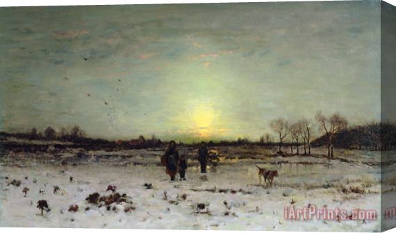Ludwig Munthe Winter Landscape at Sunset Stretched Canvas Print / Canvas Art