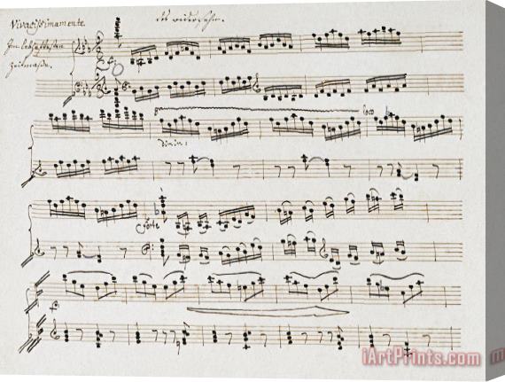 Ludwig van Beethoven Manuscript of The Second And Third Movements, Piano Sonata in E Flat Stretched Canvas Print / Canvas Art