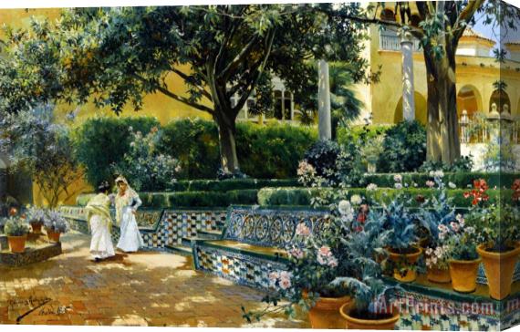 Manuel Garcia y Rodriguez Gardens of The Alcazar Seville Stretched Canvas Print / Canvas Art
