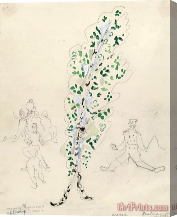 Marc Chagall A Birch Tree, Costume Design for Aleko (scene Iii). (1942) Stretched Canvas Painting / Canvas Art