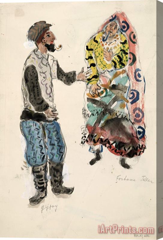 Marc Chagall A Fortune Teller And a Gypsy, Costume Design for Aleko (scene I). (1942) Stretched Canvas Print / Canvas Art