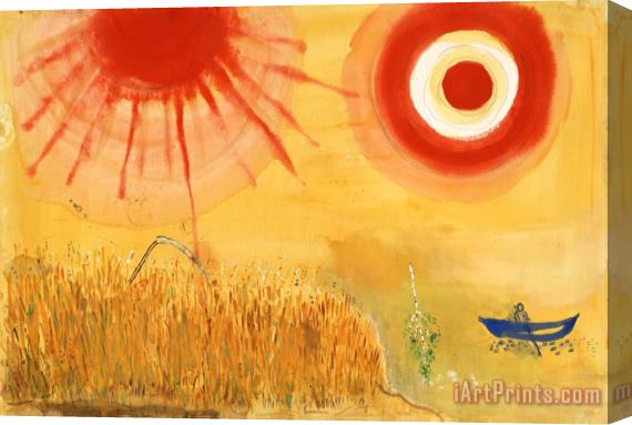 Marc Chagall A Wheatfield on a Summer's Afternoon. Study for Backdrop for Scene III of The Ballet Aleko. (1942) Stretched Canvas Print / Canvas Art