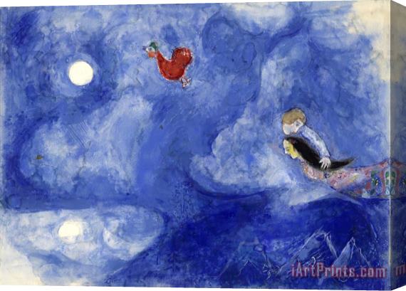 Marc Chagall Aleko And Zemphira by Moonlight. Study for Backdrop for Scene 1 of The Ballet Aleko. (1942) Stretched Canvas Painting / Canvas Art