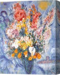 Bouquet De Fleurs Et L'esquisse D'une Statue, 1949 Canvas Prints - Bouquet Des Fleurs by Marc Chagall