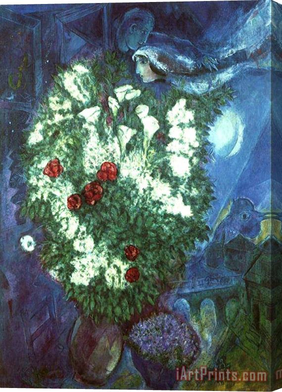 Marc Chagall Bouquet with Flying Lovers Stretched Canvas Print / Canvas Art