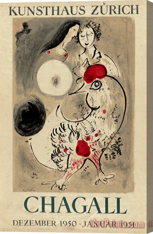 Marc Chagall Chagall, Kunsthaus Zurich, Dezember 1950 Januar 1951. 1950 Stretched Canvas Painting / Canvas Art
