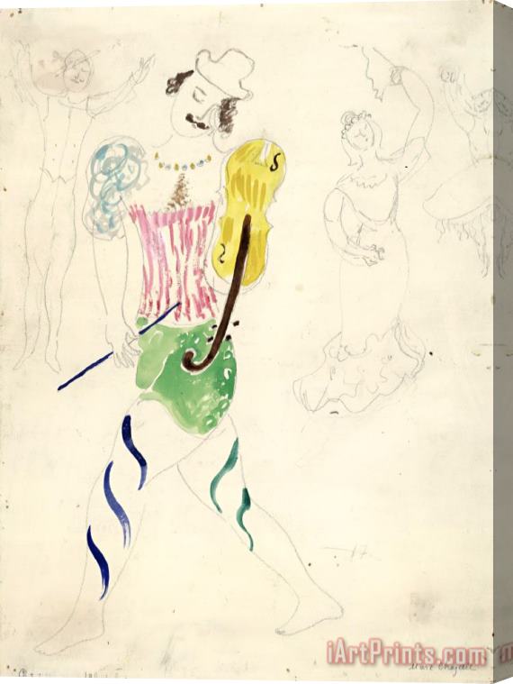 Marc Chagall Clown, Costume Design for Aleko (scene Ii). (1942) Stretched Canvas Painting / Canvas Art