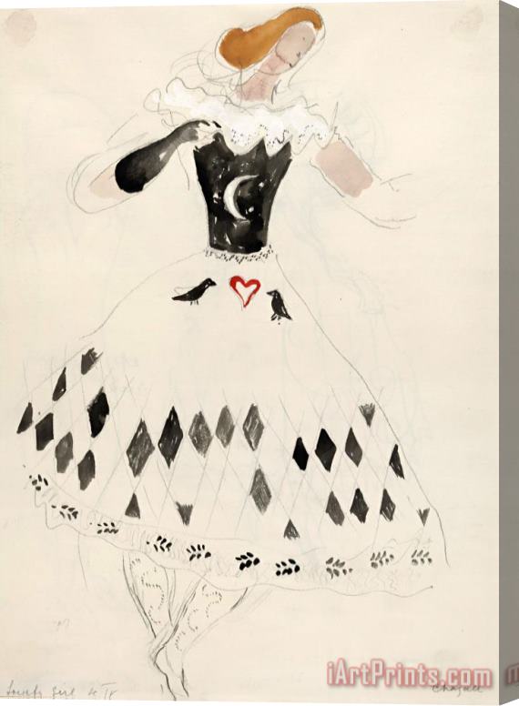 Marc Chagall Costume for a Society Girl, Costume Design for Aleko (scene Iv). (1942) Stretched Canvas Print / Canvas Art
