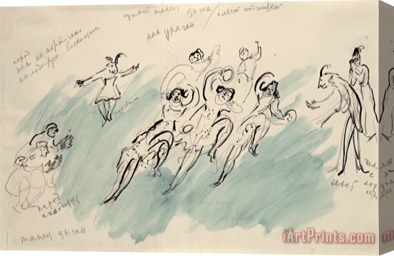Marc Chagall Dance of The Gypsies. Sketch for The Choreographer for Scene 4 of The Ballet Aleko. (1942) Stretched Canvas Print / Canvas Art