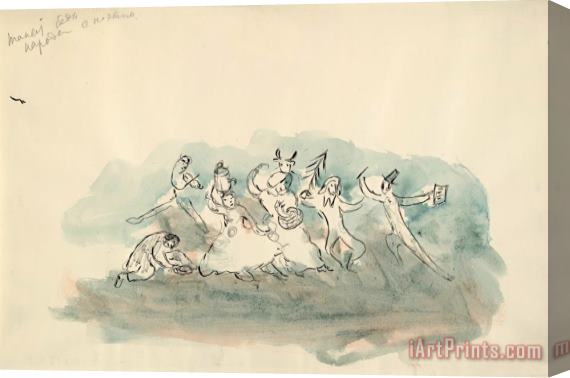 Marc Chagall Dance of The Peasants, Sketch for The Choreographer for Aleko (scene Iii). (1942) Stretched Canvas Print / Canvas Art