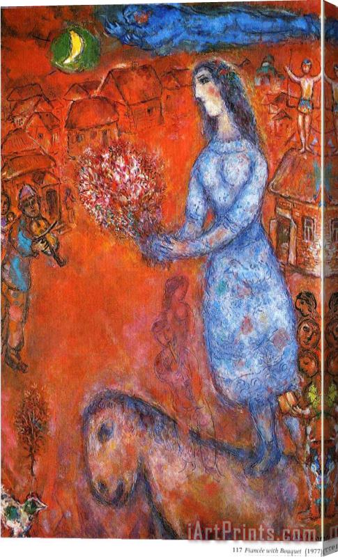 Marc Chagall Fiancee with Bouquet 1977 Stretched Canvas Print / Canvas Art