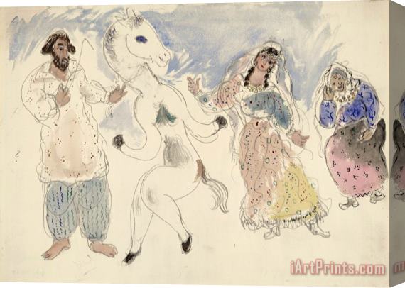 Marc Chagall Gypsies And a Horse, Costume Design for Aleko (scene Iv). (1942) Stretched Canvas Print / Canvas Art