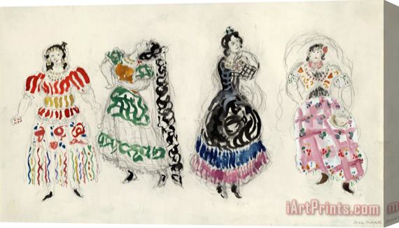 Marc Chagall Gypsies, Costume Design for Aleko (scene Iv). (1942) Stretched Canvas Painting / Canvas Art