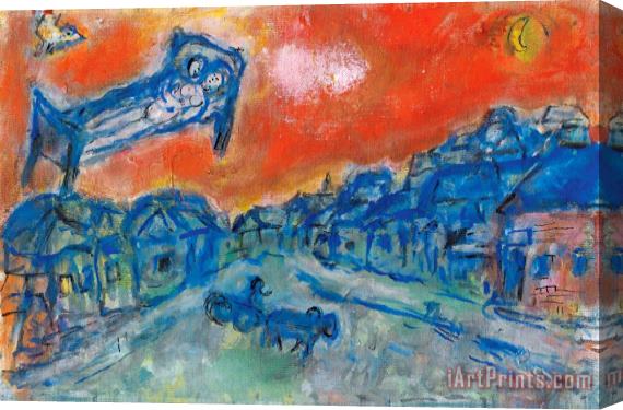 Marc Chagall Les Amoureux Dans Le Ciel Rouge De Vitebsk Stretched Canvas Print / Canvas Art
