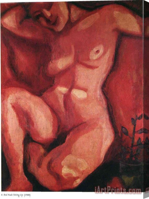 Marc Chagall Red Nude Sitting Up 1908 Stretched Canvas Painting / Canvas Art